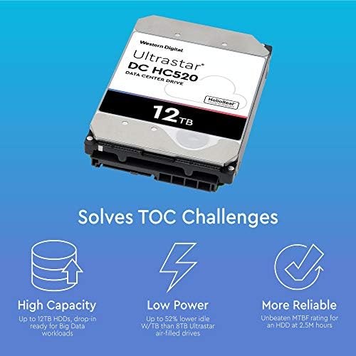 HGST - WD Ultrastar DC HC520 HDD | HUH721212ALE600 | 12TB 7.2K SATA 6Gb/s 256MB Cache 3.5-Inch Helium Data Center Internal Hard Disk Drive|B07PF1TVND