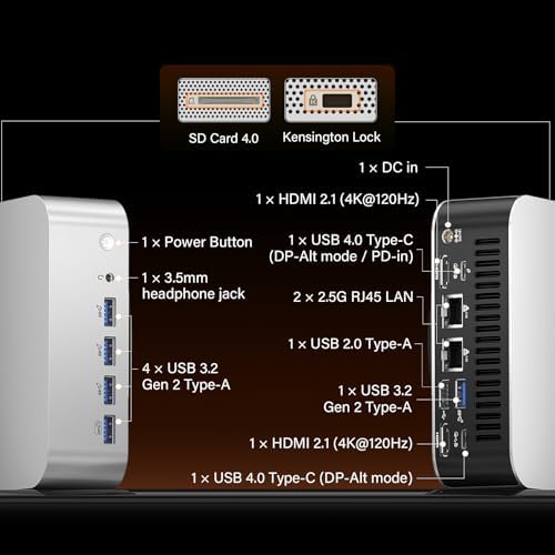 GEEKOM A9 Max AI Mini PC, with AMD Ryzen AI 9 HX 370 (80 Tops), Copilot+ PC, Radeon 890M, 32GB DDR5 (Not LPDDR), 2TB SSD, Win 11 Pro, WiFi 7, BT 5.4, USB4, HDMI 2.1, Dual 2.5GbE, 8K, 3-Year Warranty|B0FJ213R6G