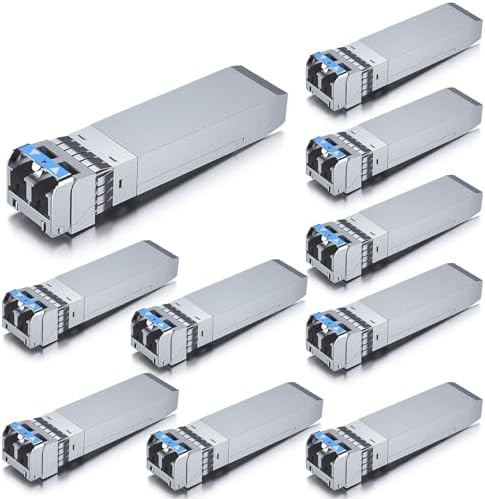10Gtek 10GBase-LR SFP+ Transceiver, 10G 1310nm SMF SingleMode Fiber Optic Module, 10km, for Cisco SFP-10G-LR, Meraki MA-SFP-10GB-LR, Ubiquiti UniFi UF-SM-10G, Fortinet, Mikrotik, Netgear, Pack of 2|B08BP4M8LV