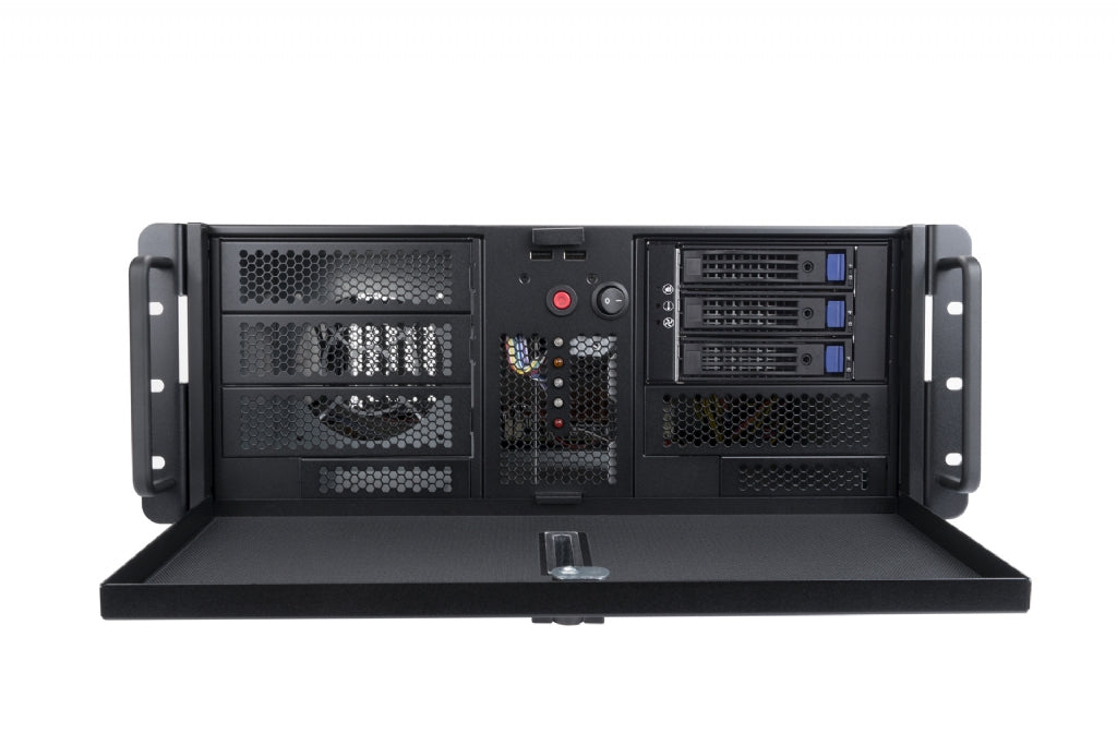 In-Win IW-R400-03N - 4U Rack Server Chassis w/ Lockable Door - 4x GPU Backplane - Ideal for Rendering, Mining and HPC