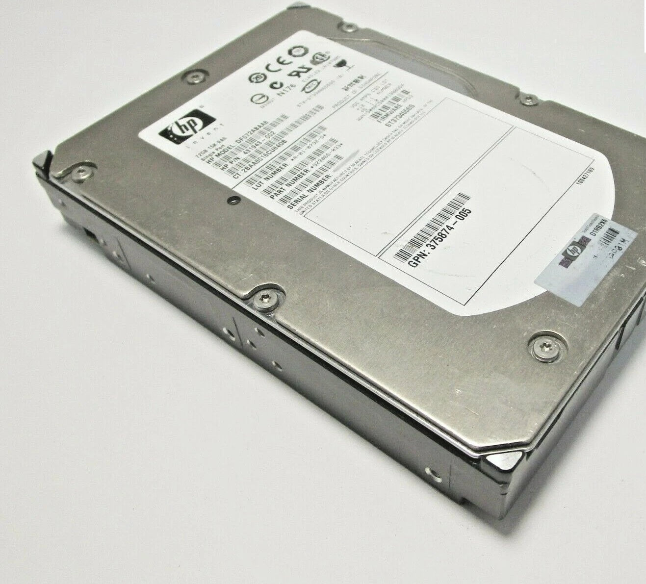 HP 72GB 15K RPM Hot Plug SAS 3.5" (DF072ABAA8 - ST373455SS) Single Port Server Hard Drive - 431943-002 (***Used but in Excellent Functional Condition. Some Cosmetic flaws***)