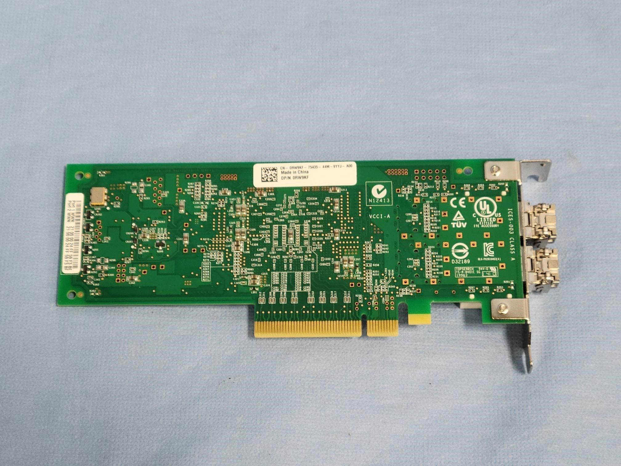Dell RW9KF QLogic 8Gb/s Dual-Port FC HBA Adapter LP Bracket QLE2562L-DEL w/ SFPs