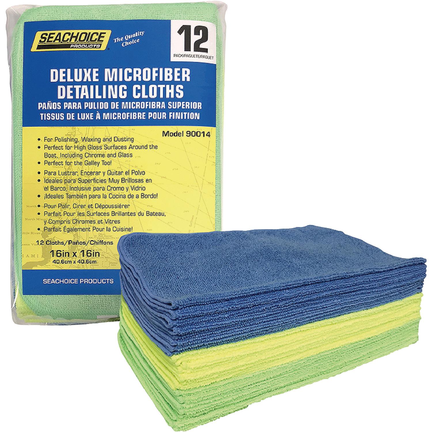 Seachoice W-90014-SC Deluxe Microfiber Detailing 16" x 16" Cloths, 12-ct. Pack