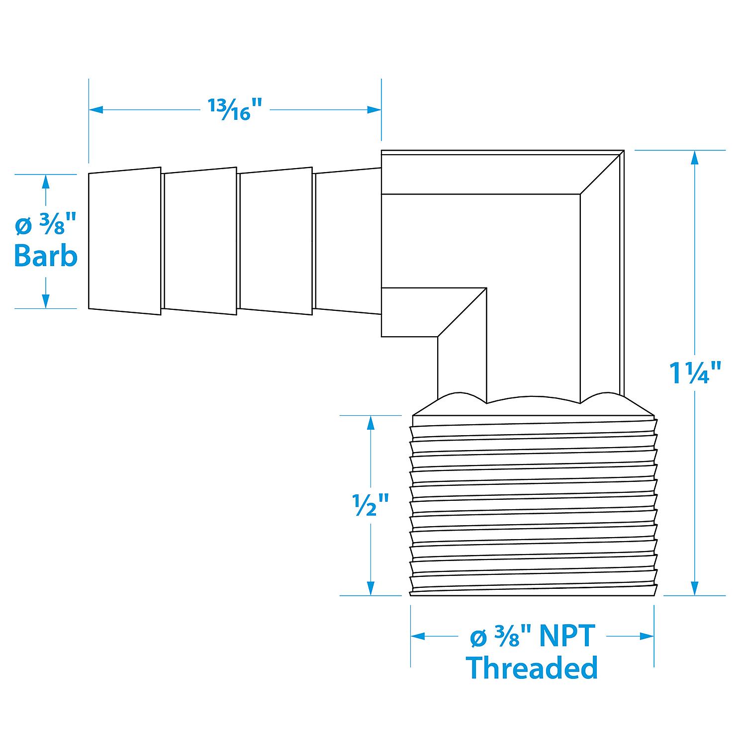 Seachoice 90 Degree Brass Fuel Elbow