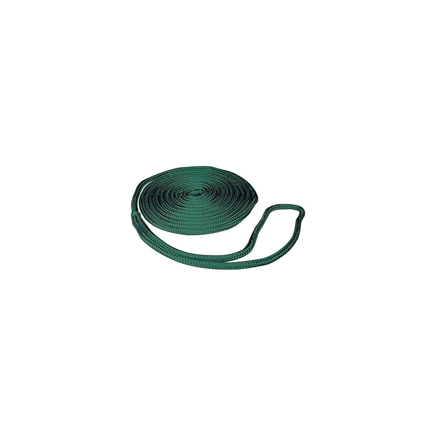 Seachoice Double-Braid Nylon Dock Line w/ Eye Splice, Pre-Shrunk, Heat Stabilized, 3/8 In. X 15 Ft., Forest Green
