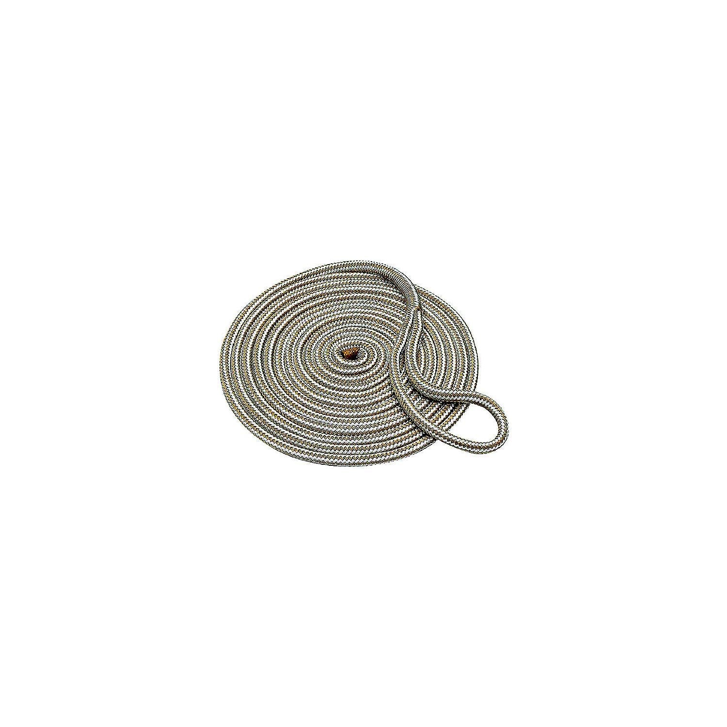 Seachoice Double-Braid Nylon Dock Line w/ Eye Splice, Pre-Shrunk, Heat Stabilized, 1/2 In. X 15 Ft., Gold White