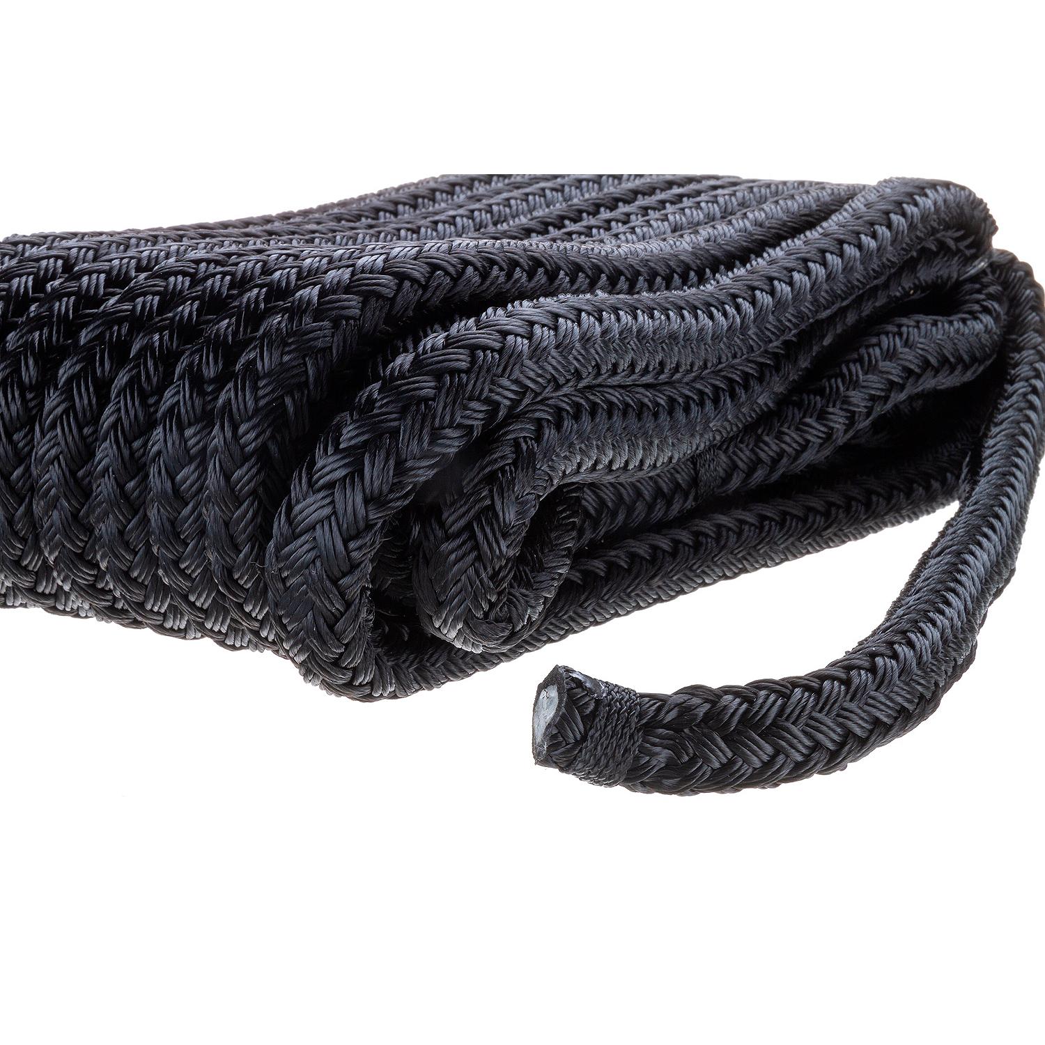 Seachoice Double-Braid Nylon Dock Line w/ Eye Splice, Pre-Shrunk, Heat Stabilized, 5/8 In. X 35 Ft., Black