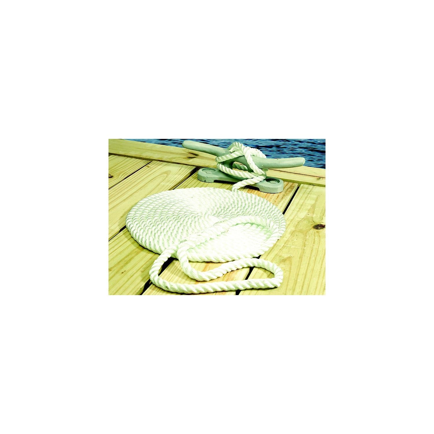 Seachoice 42651 3-Strand Twisted Nylon Dock Line, White, 3/4" x 50'