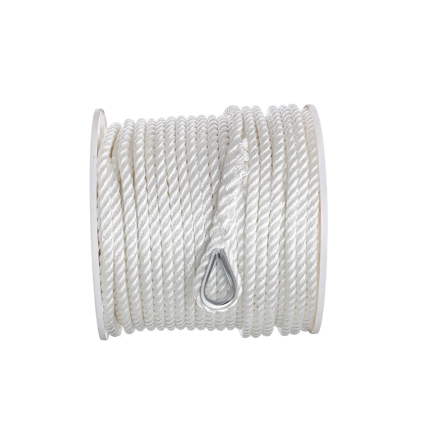 Seachoice 40781 3-Strand Twisted Nylon Anchor Line White, 1/2" x 250'