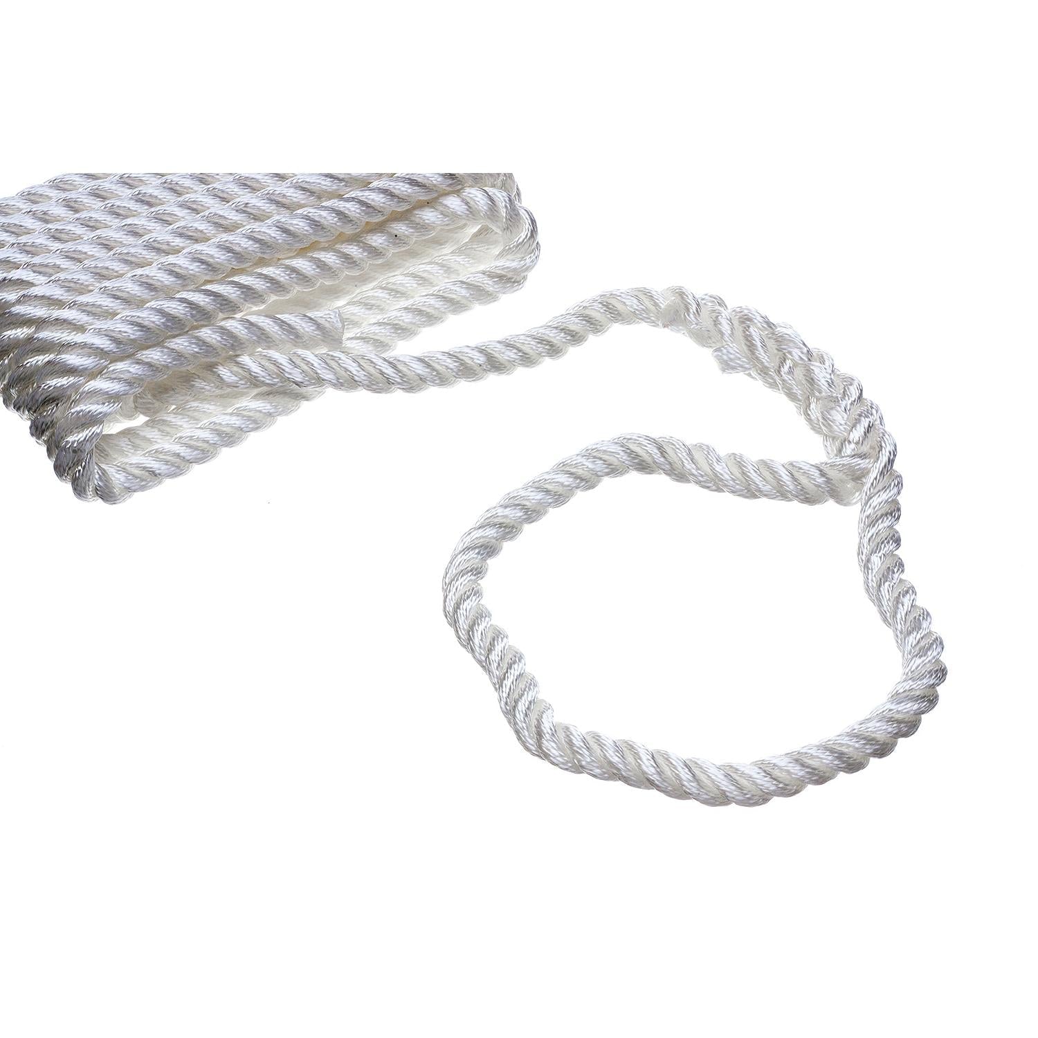 Seachoice 42601 3-Strand Twisted Nylon Dock Line, 5/8" x 25', White