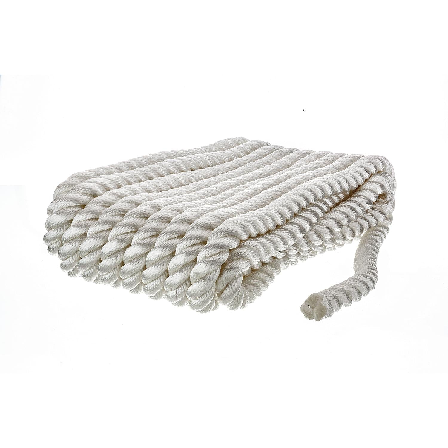 Seachoice 42631 3-Strand Twisted Nylon Dock Line, White, 3/4" x 25'