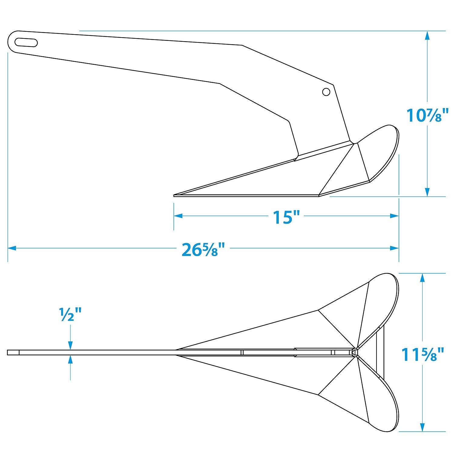 Seachoice 43850 Stainless Steel Plow Anchor, 22 lbs.