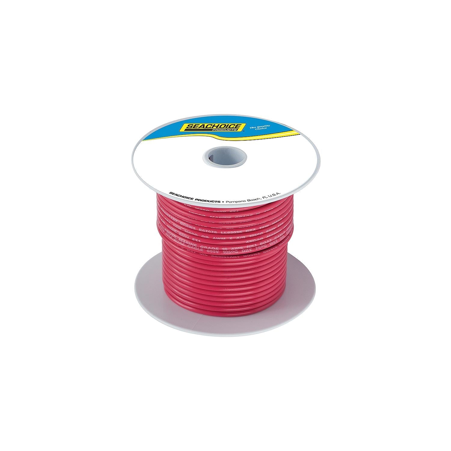Seachoice 50-63084 Tinned Copper Marine Wire, 12 AWG, Red, 100'