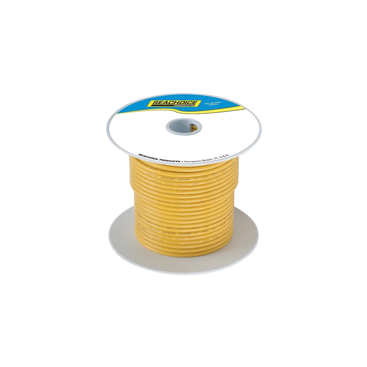 Seachoice 50-63054 Tinned Copper Marine Wire, 8 AWG, Yellow, 100'