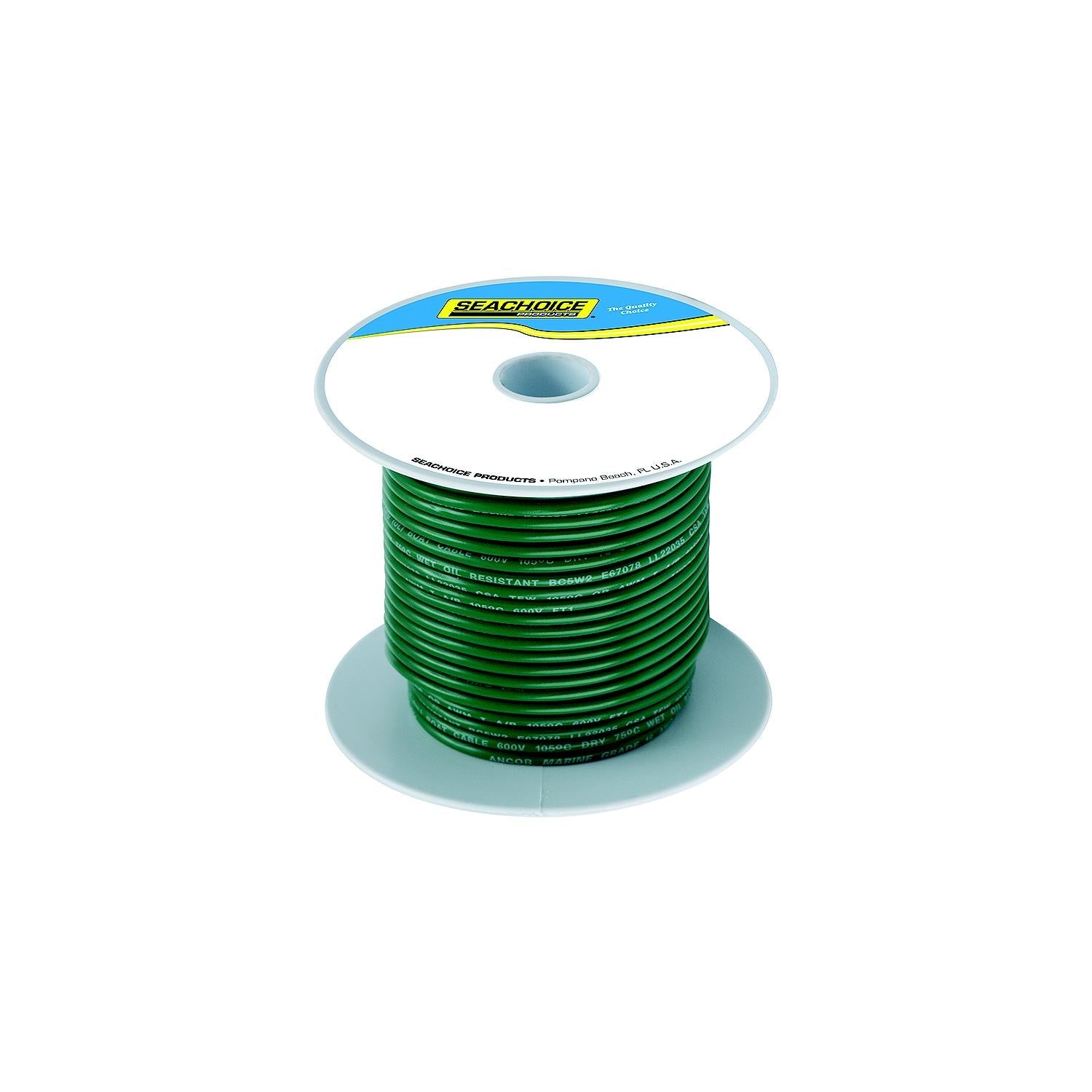 Seachoice 50-63088 Tinned Copper Marine Wire, 12 AWG, Green, 100'