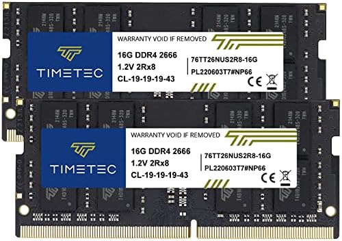 Timetec Elite DDR4 32GB Kit (2 x 16GB 2666MHz (DDR4-2666 PC4-21300 CL19 Non-ECC Unbuffered 1.2V 2Rx8 Dual Rank 260 Pin SODIMM Laptop Notebook PC Computer Memory RAM Upgrade