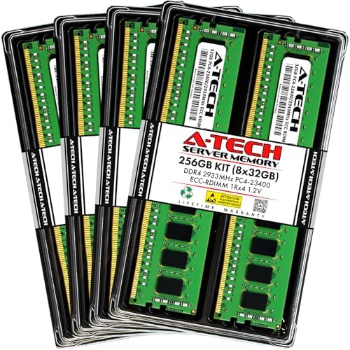 A-Tech 64GB Kit (2x32GB DDR4 3200MHz PC4-25600 ECC RDIMM 2Rx4 Dual Rank 1.2V ECC Registered DIMM 288-Pin Server & Workstation RAM Memory Upgrade Modules (A-Tech Enterprise Series