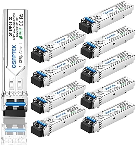 QSFPTEK 4Packs 10GBASE-LR Transceiver, 10G SFP+ Patch Module, 1310nm, 10km, DDM LC, 10Gbe Ethernet Mini-GBIC for Cisco SFP-10G-LR, Ubiquiti UF-SM-10G, Mikrotik, Netgear, Qnap NAS, D-Link|B08P4MFPD5