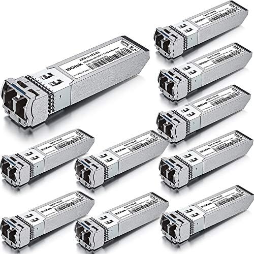 10Gtek 10GBase-LR SFP+ Transceiver, 10G 1310nm SMF SingleMode Fiber Optic Module, 10km, for Cisco SFP-10G-LR, Meraki MA-SFP-10GB-LR, Ubiquiti UniFi UF-SM-10G, Fortinet, Mikrotik, Netgear, Pack of 2|B08BP4M8LV