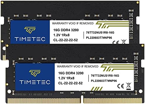 Timetec Premium 32GB KIT(2x16GB) DDR4 3200MHz (or 2933MHz or 2666MHz) PC4-25600 Non-ECC Unbuffered 1.2V CL22 2Rx8 Dual Rank 260 Pin SODIMM Laptop Notebook PC Computer Memory RAM Upgrade|B0FYP6H9T8