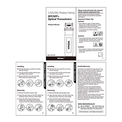 10Gtek 1.25G SFP 1000Base-SX Multimode LC Fiber Transceiver, 850nm MMF, 550m, for Cisco GLC-SX-MMD/SFP-GE-S, Meraki MA-SFP-1GB-SX, Fortinet, Ubiquiti UniFi UF-MM-1G, Mikrotik, TP-Link, Pack of 2|B08BP3JDBV