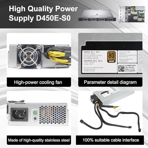 LXun Upgraded D450E-S0 0XWRMY 450W Power Supply DPS-450AB-6 A(01F Compatible with Dell PowerEdge R440 Server Power Supply Replacement for DPS-450AB-6A XWRMY Connector: 18pin+2 * 10p+8pin