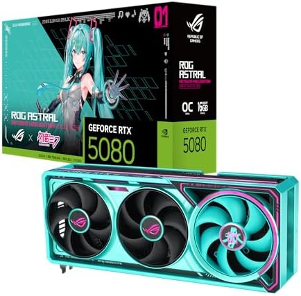 ASUS ROG Astral GeForce RTX™ 5080 OC Edition Gaming Graphics Card (PCIe® 5.0, 16GB GDDR7, HDMI®/DP 2.1, 3.8-Slot, 4-Fan Design, Axial-tech Fans, Patented Vapor Chamber, Phase-Change GPU Thermal pad