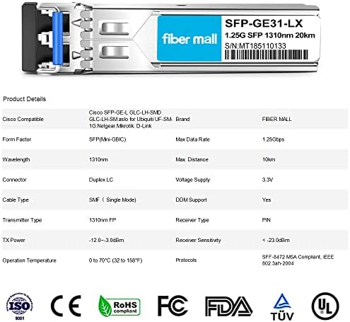 1G SFP SX for HPE ProCurve J4858C J4858B J4858A HPE Aruba J4858D 1000BASE-SX SFP LC Mini-GBIC 850nm 550m Multimode Transceiver Module|B0899JZ2SF