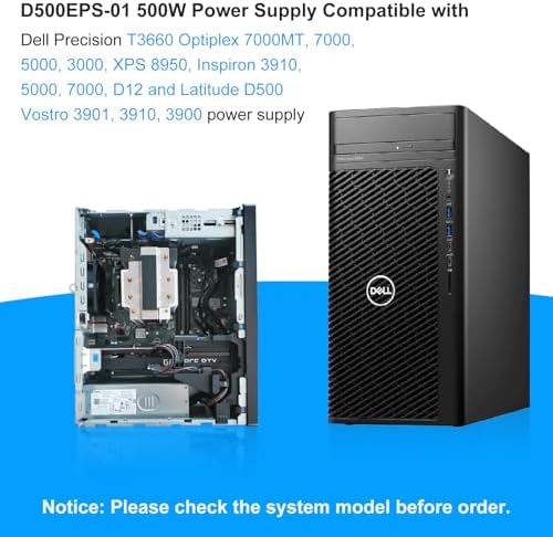 Upgraded D500EPS-01 500W Power Supply L500EPS-01 VFFKJ Compatible with Dell XPS 8950 Vostro 3901 3910 Inspiron 3910 D12 Latitude D500 Optiplex 7000MT HU500EPS-00 HU500EPS-01 DPS-500AB-58A Power Supply|B0DNSSH4GS