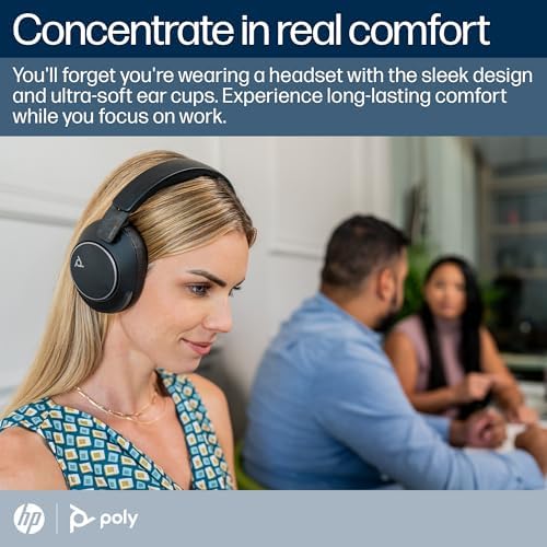 Poly Voyager Surround 80 UC Bluetooth Headset (Plantronics) – Noise-Canceling Mics for Clear Calls – Adaptive ANC – Works w/iPhone, Android, PC/Mac, Zoom, Microsoft Teams (Certified) –Amazon Exclusive|B0BW4XP541