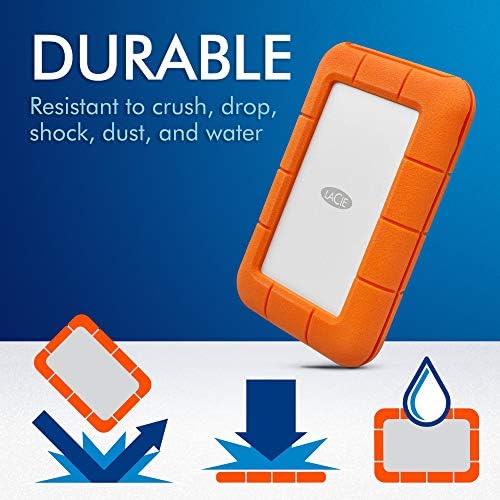LaCie Rugged Thunderbolt USB-C 2TB External Hard Drive Portable HDD – USB 3.0 compatible, Drop Shock Dust Water Resistant, Mac and PC Computer Desktop Workstation Laptop, 1 Mo Adobe CC (STFS2000800)|B071NFVXBH