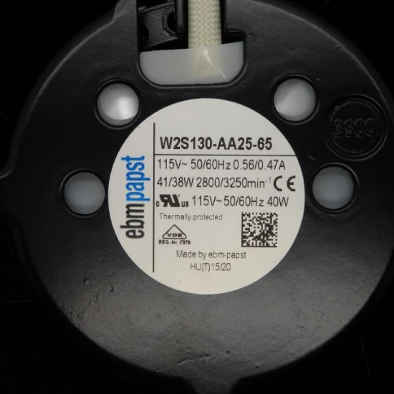 ebm-papst W2S130-AA25-65 Fan; AC; 115V; 150x55mm; Round; 224CFM; 53dBA; Leadwires|B005T8OQWQ