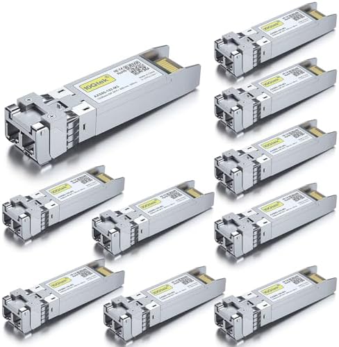 10GTEK 10GBase-SR SFP+ LC Transceiver, 10G 850nm Multimode SFP Module, up to 300 Meters, for Cisco SFP-10G-SR, Meraki MA-SFP-10GB-SR, Ubiquiti UniFi UF-MM-10G, Fortinet, TP-Link and More, Pack of 2|B08BP55663