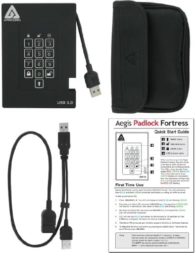 Apricorn 2TB Aegis Padlock Fortress FIPS 140-2 Level 2 Validated 256-Bit Encrypted USB 3.0 Hard Drive & Aegis Secure Key 3 NX 128GB 256-Bit Secure USB 3.0 Flash Drive, Black|B0BRZ5MHXZ