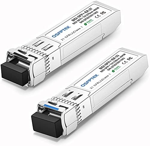 1 Pair 10G SFP+ Bidi Transceivers, 10gbe SFP LC Single-Mode Module, Bi-Directional Mini gbic for Cisco SFP-10G-BXD-I (1330nm-TX/1270nm-RX) / SFP-10G-BXU-I (1270nm-TX/1330nm-RX),10KM, with DDM|B07QLKDZJH
