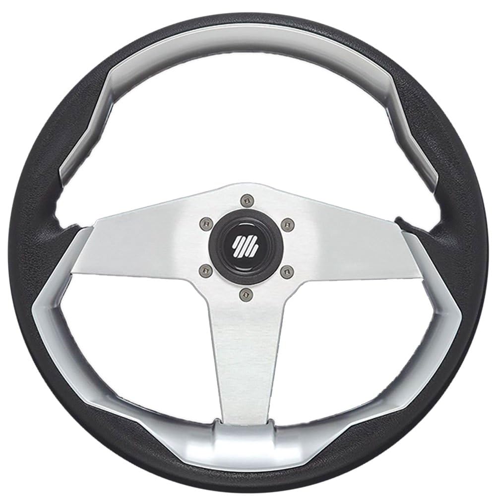 Uflex GRIMANI B/S/VE Uflex Steering Wheel, Black w/Silver Spokes
