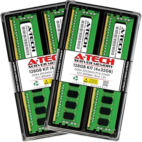 A-Tech 64GB Kit (2x32GB DDR4 2666MHz PC4-21300 ECC RDIMM 2Rx4 Dual Rank 1.2V ECC Registered DIMM 288-Pin Server & Workstation RAM Memory Upgrade Modules (A-Tech Enterprise Series