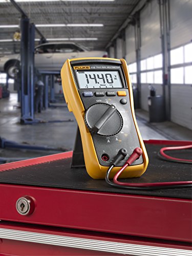 Fluke 115 Digital Multimeter, Measures AC/DC Voltage to 600 V and Current to 10 A, Resistance, Continuity, Frequency and Capacitance Testing, Includes Battery, Holster and 4 mm PVC-Insulated Test Leads
