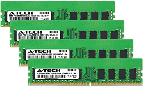 A-Tech 128GB Kit (4x32GB RAM for Dell PowerEdge R250, R350, T150, T350 | DDR4 3200MHz PC4-25600 ECC-UDIMM 2Rx8 ECC Unbuffered Server Memory Upgrade