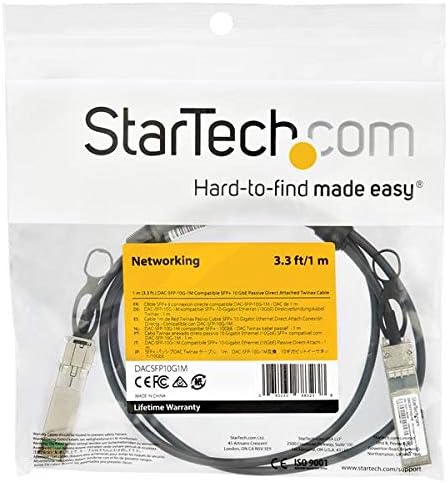 StarTech.com Dell EMC DAC-SFP-10G-1M Compatible 1m 10G SFP+ to SFP+ Direct Attach Cable Twinax - 10GbE SFP+ Copper DAC 10 Gbps Low Power Passive Mini GBIC/Transceiver Module DAC (DACSFP10G1M)|B07Z8RXQPX