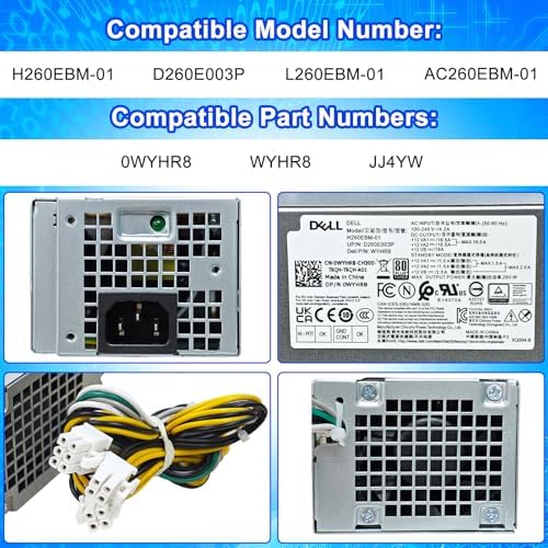 Upgraded H260EBM-01 260W Power Supply PSU Compatible with Dell Optiplex 3050 3060 3050M 3080 5080 5050 5060 7050 7060 7080 5090 7090 7080MT WYHR8 JJ4YW L260EBM-01 H260EBM-01 Switching Power Supply|B0DMW5H8YK