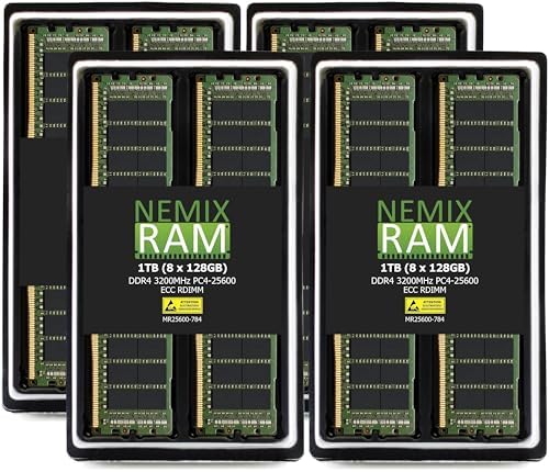 NEMIX RAM 256GB (4X64GB DDR4 3200MHZ PC4-25600 2Rx4 1.2V CL22 288-PIN ECC RDIMM Registered Server Memory KIT Compatible with Dell PowerEdge R750XS Rack Server