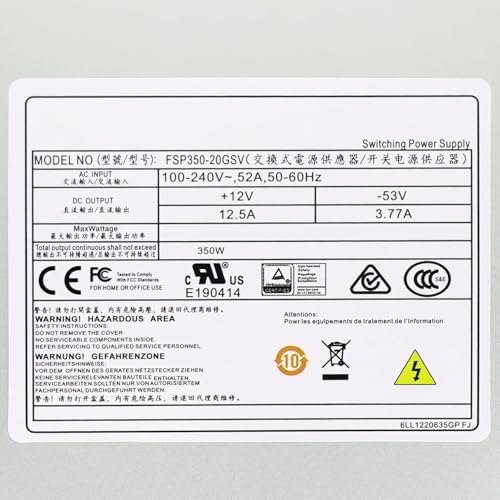 S-Union Upgraded FSP350-20GSV DPS-300AB-81B 350W POE VCR Power Supply Compatible with FSP FSP350-20GSV DPS-300AB-81 FSP35020GSV FSP300-20GSV 7916NP DS-7916N-E4 DS-7916N-16P Recorder Power Supply|B0DP8LPLRL