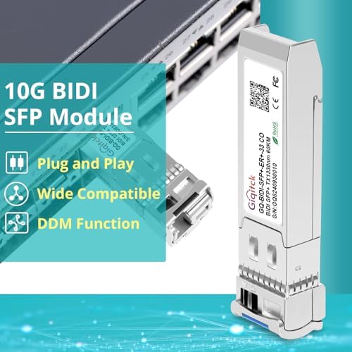1 Pair 10GBASE-BX60-UD BiDi SFP+ Module, TX 1270nm/1330nm, RX 1330nm/1270nm, 60km DOM Simplex LC/UPC SMF Optical Transceiver Networking Mini Gbic for Dell GP-SFP-10GBX-U-60/ GP-SFP-10GBX-D-60|B0DQ7LLWCR