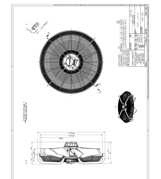 FC091-SDS.7Q.V7 Ziehl-abegg Fan 400VAC 3.6/2.5KW IP54 Axial Air Conditioning Fan|B0CHB2XXC3