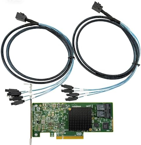 SAS HBA Card Compatible with LSI 9300-8i IT Mode PCIe SATA Expansion Card, 8-Port 12Gbps PCIe 3.0, SAS Expander Support, HBA Controller with 2X SFF-8643 to 4X SATA Cables for ZFS TrueNAS unRAID NAS|B0BV2KMB2K