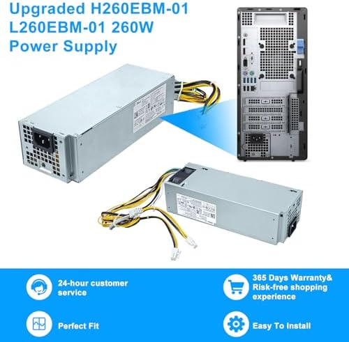 Upgraded H260EBM-01 260W Power Supply PSU Compatible with Dell Optiplex 3050 3060 3050M 3080 5080 5050 5060 7050 7060 7080 5090 7090 7080MT WYHR8 JJ4YW L260EBM-01 H260EBM-01 Switching Power Supply|B0DMW5H8YK