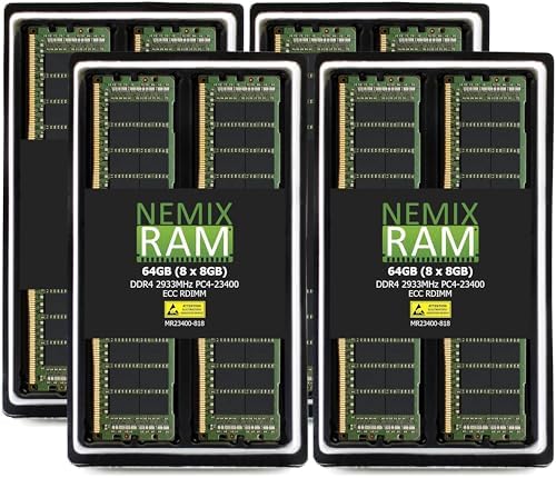 NEMIX RAM 128GB (4X32GB DDR4 2933MHZ PC4-23400 2Rx4 1.2V CL21 288-PIN ECC RDIMM KIT Registered Server Memory Compatible with Dell PowerEdge R740xd Rack Server