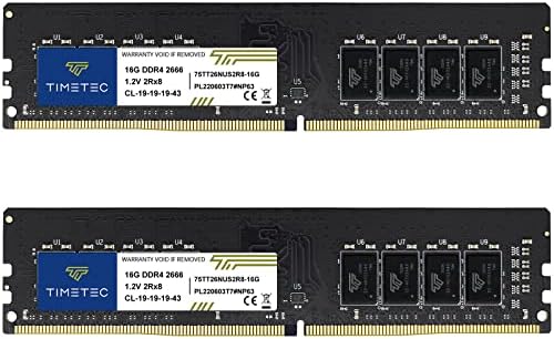 Timetec Elite 32GB KIT(2x16GB) DDR4 2666MHz PC4-21300 Non-ECC Unbuffered 1.2V CL19 2Rx8 Dual Rank 288 Pin UDIMM Desktop Memory RAM Module Upgrade (32GB KIT(2x16GB))|B0G4381PK1
