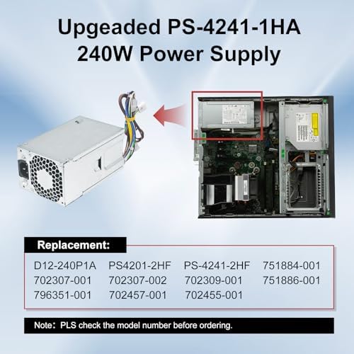 Upgraded PS-4241-1HA 240W Power Supply Compatible with for HP ProDesk 400 600 800 G1 G2 SFF, 702307-001,702307-002, 751884-001, 751886-001 Power Supply|B07GSRTDZF